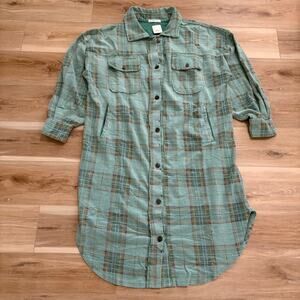 Free People Plaid Long Ruby Jacket Shacket XL